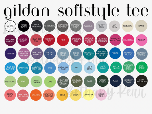 Gildan Color Chart